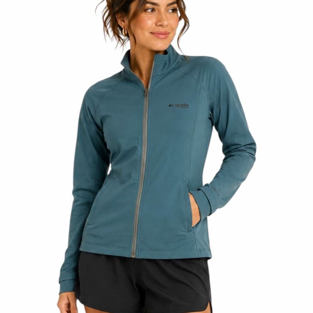 COLUMBIA Women’s Teal Long Sleeve Titanium Softshell Zip-Up Jacket Large